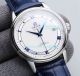 Replica Omega De Ville Watch White Dial Silver Bezel Blue Leather Strap 40mm (1)_th.jpg